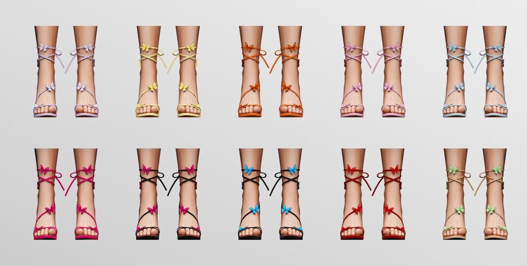 Галерея мода Босоножки Butterfly Leather Heels V01 #1